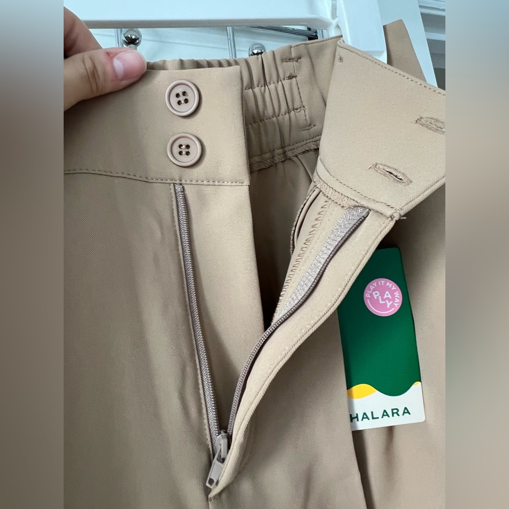 Halara High Waisted Button Zipper Plicated Side Pocket Shirred Straight Leg Pant - Picture 6 of 8